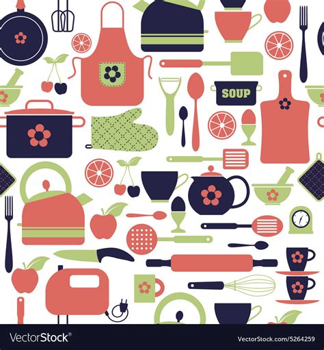 Seamless Pattern Kitchen Tools Royalty Free Vector Image