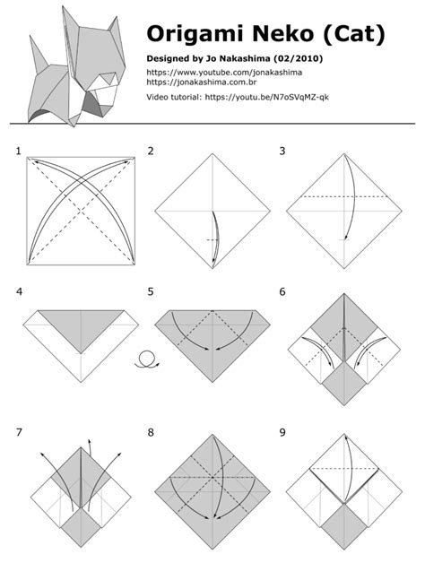 Origami Neko Cat Diagrams And Video Jo Nakashima