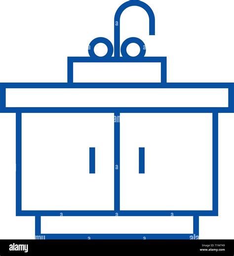 Kitchen Sink Line Icon Concept Kitchen Sink Flat Vector Symbol Sign