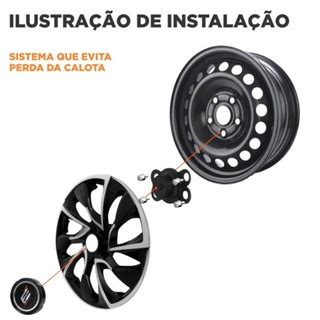 Jogo Calota Aro 14 Prime Fosc Black Elitte Preto Fosco Emblema