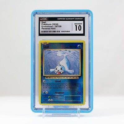 Pokémon Seel Reverse Holo 28 108 XY Evolutions CGC 10 GEM MINT PSA