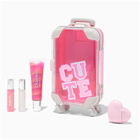 Pink Varsity Cute Luggage Lip Gloss Set Claires Us