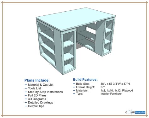 DIY Plans for Craft and Sewing Table Digital Woodworking PDF - Etsy