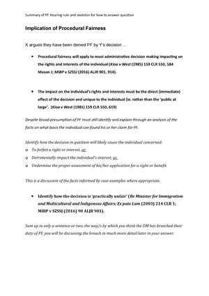 Procedure Of Fairness Exam Notes Procedural Fairness Lecture