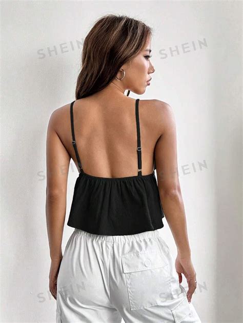 Shein Ezwear Amarração Frontal Busto Franzido Top Cami Shein Brasil