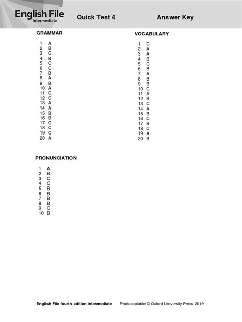 Quick Test 4 English File Intermediate Ak Pdf