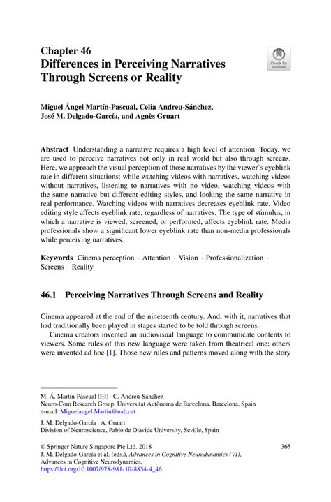 PDF Differences In Perceiving Narratives Through Screens Or Reality