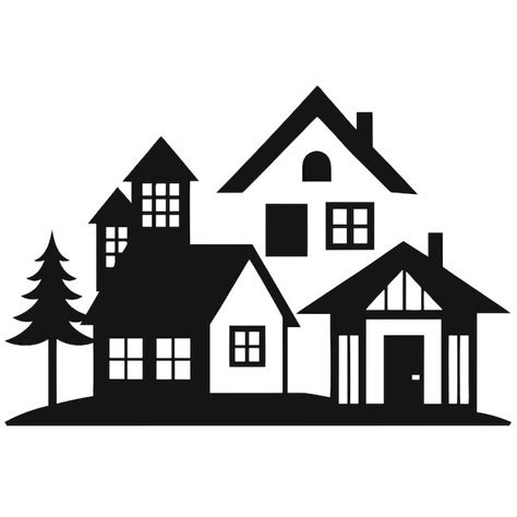 Houses Silhouette Vector On White Background Premium Ai Generated Vector