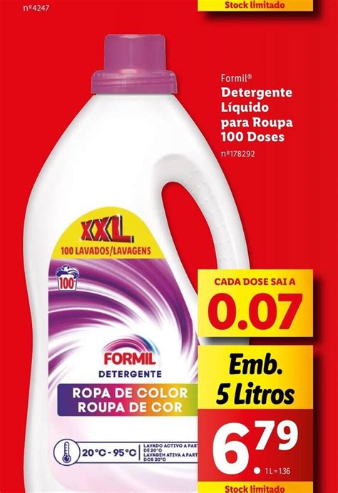 Promoção Formil Detergente Líquido para Roupa 100 Doses em Lidl