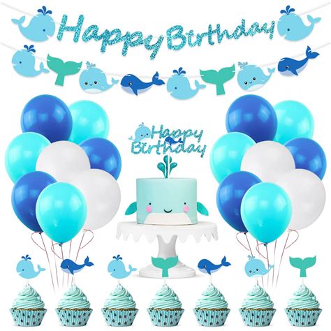 Buy Ocean Whale Birthday Party Supplies Sea Green And Blue Whale