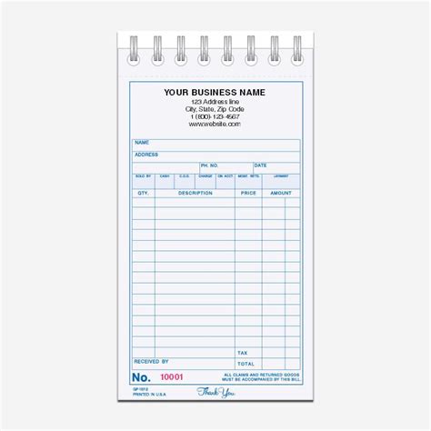 Wire Bound Sales Receipt Book Personalized DesignsnPrint