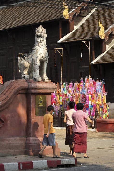 Songkran Festival Buddhist People Go To Temple Editorial Image Image