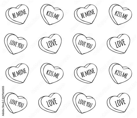 Vector Seamless Pattern Of Outline Hand Drawn Doodle Sketch Valentine