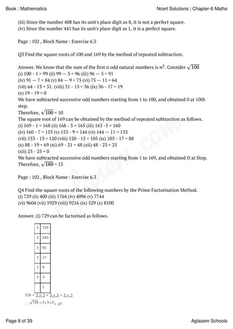 Ncert Solutions Class 8 Maths Chapter 6 Squares And Square Roots