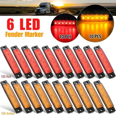 Led Side Marker Light Tsv 20pcs Amber Red Side Marker Indicator Lights For Cars Trucks Suvs