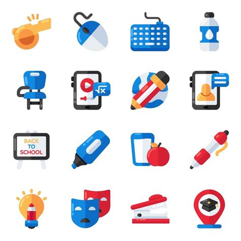 Set Of Learning And Study Flat Icons 37472642 Vector Art At Vecteezy