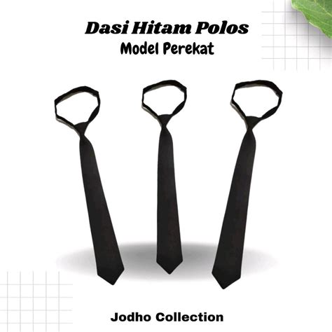 Jual Dasi Hitam Polos Panjang Model Perekat Shopee Indonesia