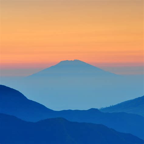 Blue Mountains, Orange Sky Landscape iPad Wallpaper