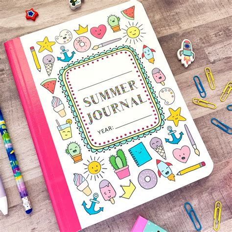 Kids Summer Printable Journal Cover & Writing Prompts - Etsy