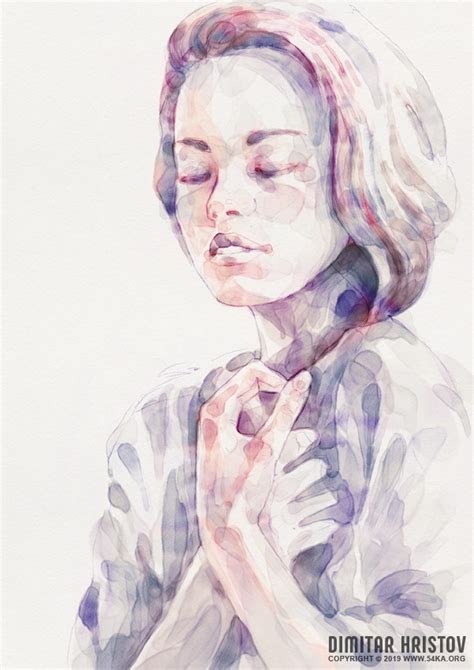 Young Woman Portrait – Abstract Watercolors Painting - Figure Drawing ...