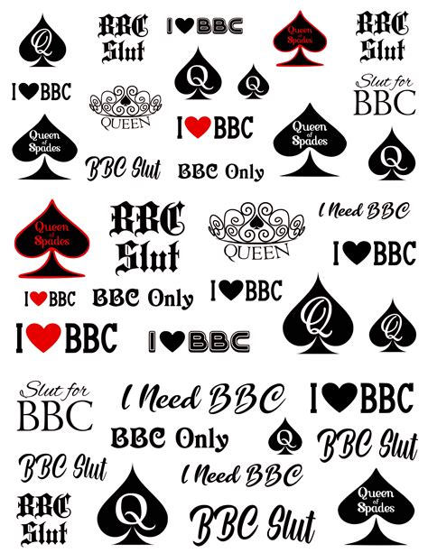 40 Kinky Temporary Tattoos Queen Of Spades Bbc Slut Bbc Etsy Canada