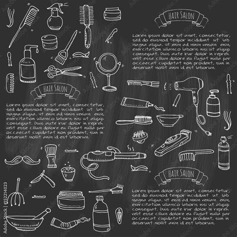 Hand Drawn Doodle Hair Salon Icons Set Vector Illustration Barber