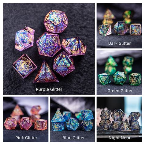 Full Set Handmade Resin Sharp Edge Dice Polyhedral Dice Set Etsy