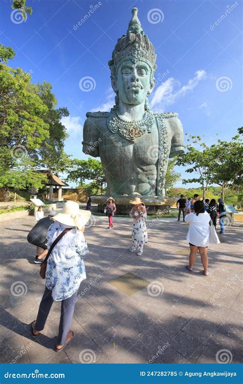 Tourist Visit Garuda Wisnu Kencana Cultural Park Statue Bali Editorial