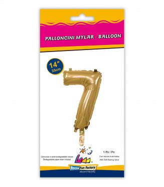 Palloncino Mylar Numero 7 Oro 14 Inch 35 Cm Idea Palloncini