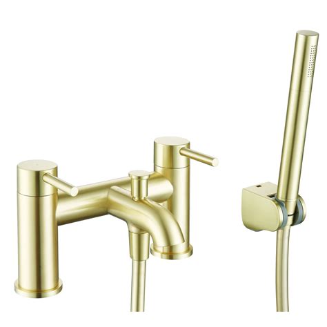 Grade A2 Arissa Round Brushed Brass Deck Mounted Bath Shower Mixer