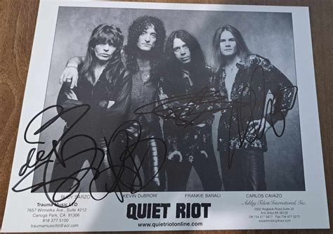 Quiet Riot Band Signed Promo Kevin Dubrow Frank Banali Rudy Sarzo And