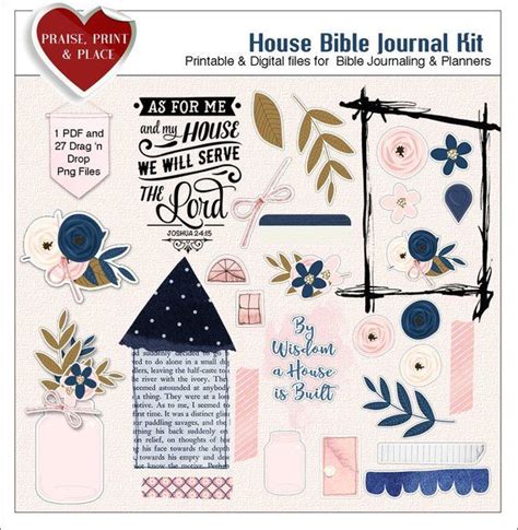 House Bible Journal Kit Both Printable And Digital Navy And Pink With