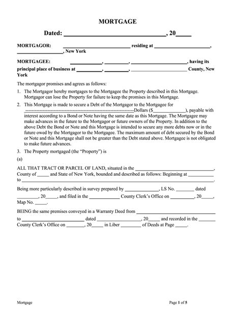 Fillable Ny Mortgage Form Printable Forms Free Online