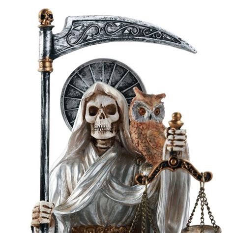 Santa Muerte Saint of Holy Death Seated Religious Statue 9 Inch Purification (White) Ceremonial ...