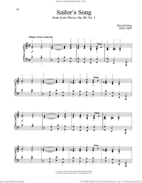 Sailor S Song Op No Sheet Music For Piano Solo Pdf