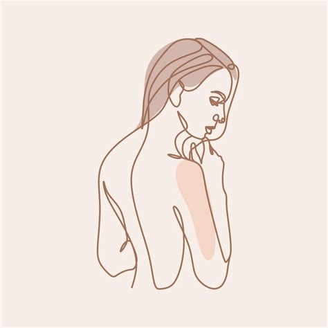 Premium Vector Naked Woman Standing Back One Line Drawing On White