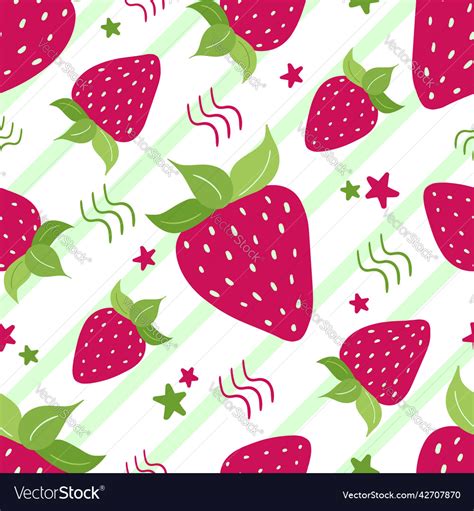 Hand Drawn Pink Strawberry Doodle Seamless Pattern