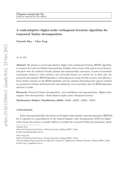 A Rank Adaptive Higher Order Orthogonal Iteration Algorithm For