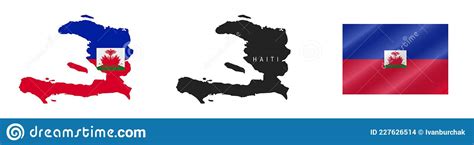 Haiti Detailed Flag Map Detailed Silhouette Waving Flag Vector