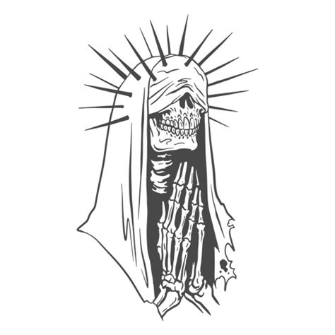 Halloween Skeleton Pray Line Art Character Png And Svg Design For T Shirts