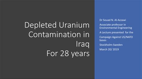 (PDF) Depleted Uranium Contamination in Iraq For 28 years