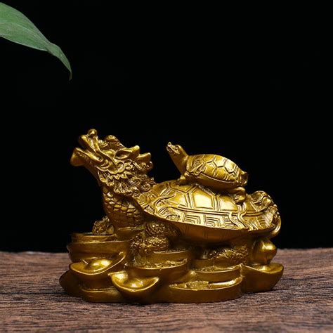 Pc Gold Feng Shui Dragon Turtle Tortoise Statue Figurine Coin Money