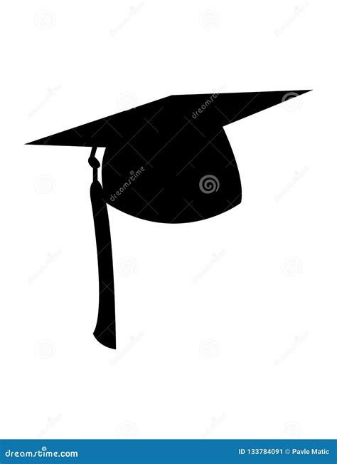 Graduation Cap Silhouette on White Background Stock Vector ...