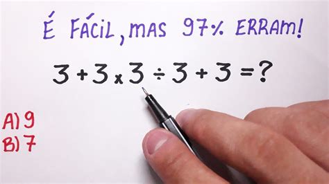 3 333 3 É FÁCIL mas muitos ERRAM essa questão de MATEMÁTICA BÁSICA