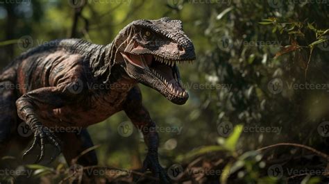 Photo Of Velociraptor Rex In The Jungle Generative AI 29864182 Stock