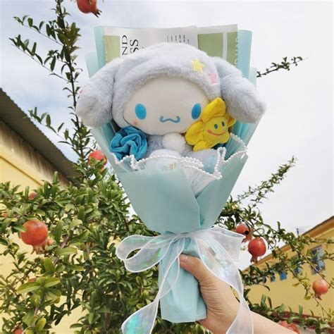 Cartoon My Melody Kuromi Cinnamoroll Kt Cat Plush Doll Toy Bouquet Gift