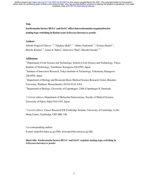 PDF Euchromatin Factors HULC And Set1C Affect Heterochromatin