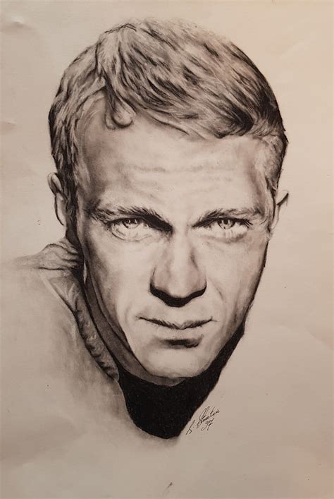 Steve Mcqueen In Charcoal By Steven Streetin Celebrity Art Drawings Celebrity Drawings