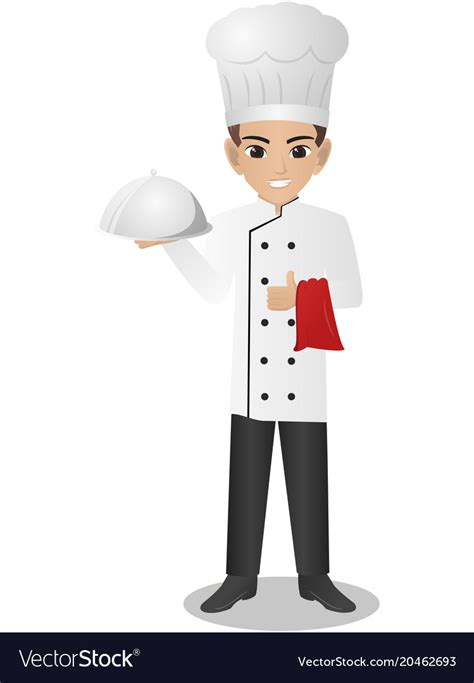 Male Chef Holding Tray Royalty Free Vector Image