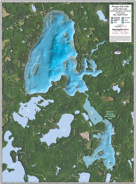 Presque Isle And Van Vliet Lake Enhanced Wall Map Mapping Specialists Limited